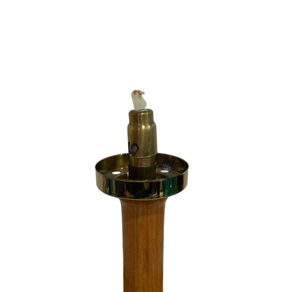 Vtg Jakobsson Style Candlestick Holder Wood And Brass Mushroom Shade Swedish MCM - Picture 3 of 15